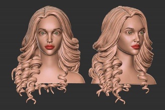 hair 28 3d print model in woman 3dexport girl mesh realistic hairstyle salon barber head wig beauty character art stylish hairdresser modern haircut fashion curly bride 3d print model - Mito3D