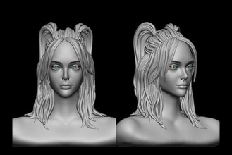 hair 26 girl head woman hairstyle salon body mesh realistic women headwear character ponytail double cute fashion 3d print model - Mito3D
