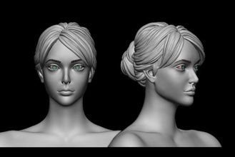 hair 32 wig sculpture girl art head woman hairstyle salon body mesh realistic women bun sculptures headwear character 3d print model - Mito3D