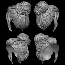 cabelo 33 mulher peruca humano moda menina cabeça Penteado pão chapéu malha mulheres fêmea pessoa salão barbeiro arte 3d print model - Mito3D