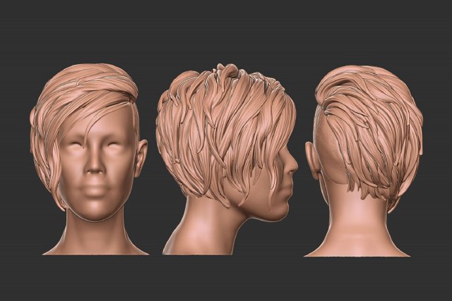 cabelo 40 3d impressão modelo in mulher 3dexport 1 menina malha realista penteado salão barbeiro cabeça peruca beleza personagem arte curto moda moderno rude 3D print model - Mito3D