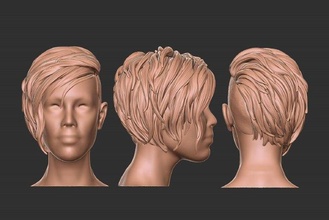 hair 40 3d print model in woman 3dexport one girl mesh realistic hairstyle salon barber head wig beauty character art short stylish modern rough 3d print model - Mito3D