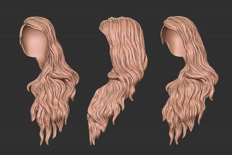 hair 39 woman one side girl mesh realistic hairstyle salon barber head wig beauty character long 3d print model - Mito3D