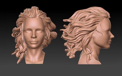 cheveux 41 femme fille engrener réaliste coiffure salon coiffeur tête perruque beauté personnage art Coupe mode vague 3d print model - Mito3D