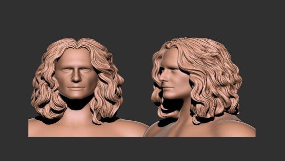 cabelo 46 homem salão Garoto cabeça peruca malha moderno Penteado arte longo encaracolado moda luts menina esculturas 3d print model - Mito3D
