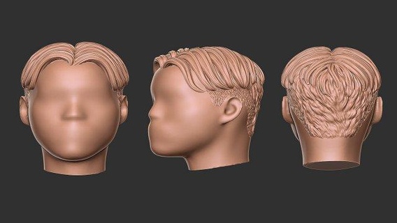 cabello 50 hombre salón chico afeitado cabeza peluca malla moderno peinado 3d print model - Mito3D