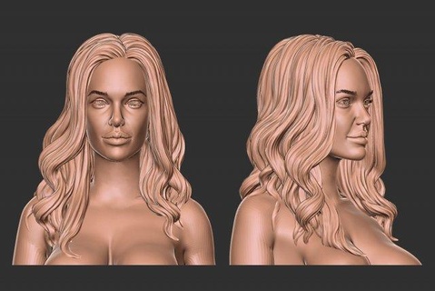 hair 54 woman girl mesh realistic hairstyle salon barber head wig beauty character stylish hairdresser modern haircut fashion curly short female 3d print model - Mito3D