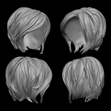cabelo 10 3d impressão modelo in mulher 3dexport peruca humano menina cabeça cabeleireiro penteado salão beleza corte pessoa malha realista chapéu curto peludo 3d print model - Mito3D