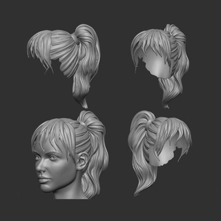 hair 7 woman sculpture girl art head hairstyle barber salon beauty haircut person hairy mesh realistic headwear wig human fashion 3d print model - Mito3D