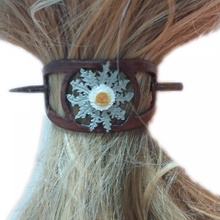 hair stick barrete eguzkilore 54x30mm pin sun flower 3d print model - Mito3D