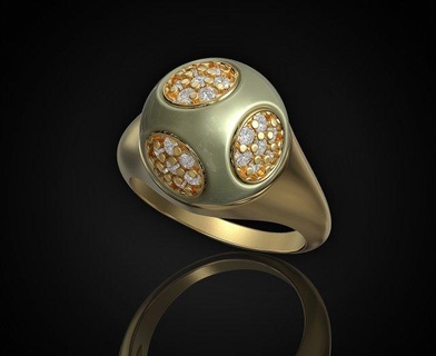 yarım top yüzük yüzükler 3d yazdırılabilir takı altın gümüş platin sterlin mücevher parlak moda KADIN elmas Noel kız değerli taşlar 3d print model - Mito3D