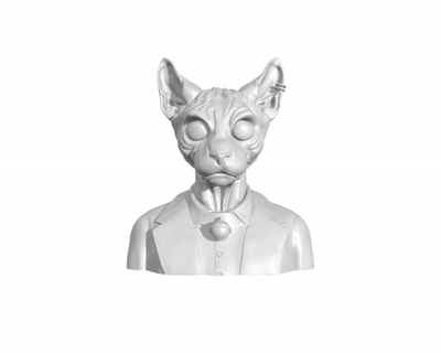 medio cuerpo gato hombre señor mansedumbre esfinges escultura animal esculpir Figura acción estatua estatuilla felino buste persona diseño casa 3d print model - Mito3D