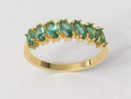 medio marquesa banda anillos anillo oro gold ring joyería joya jewelry rings paulorani moda Moda moderno plata marquise piedra preciosa gemstone band half classic 3d print model - Mito3D