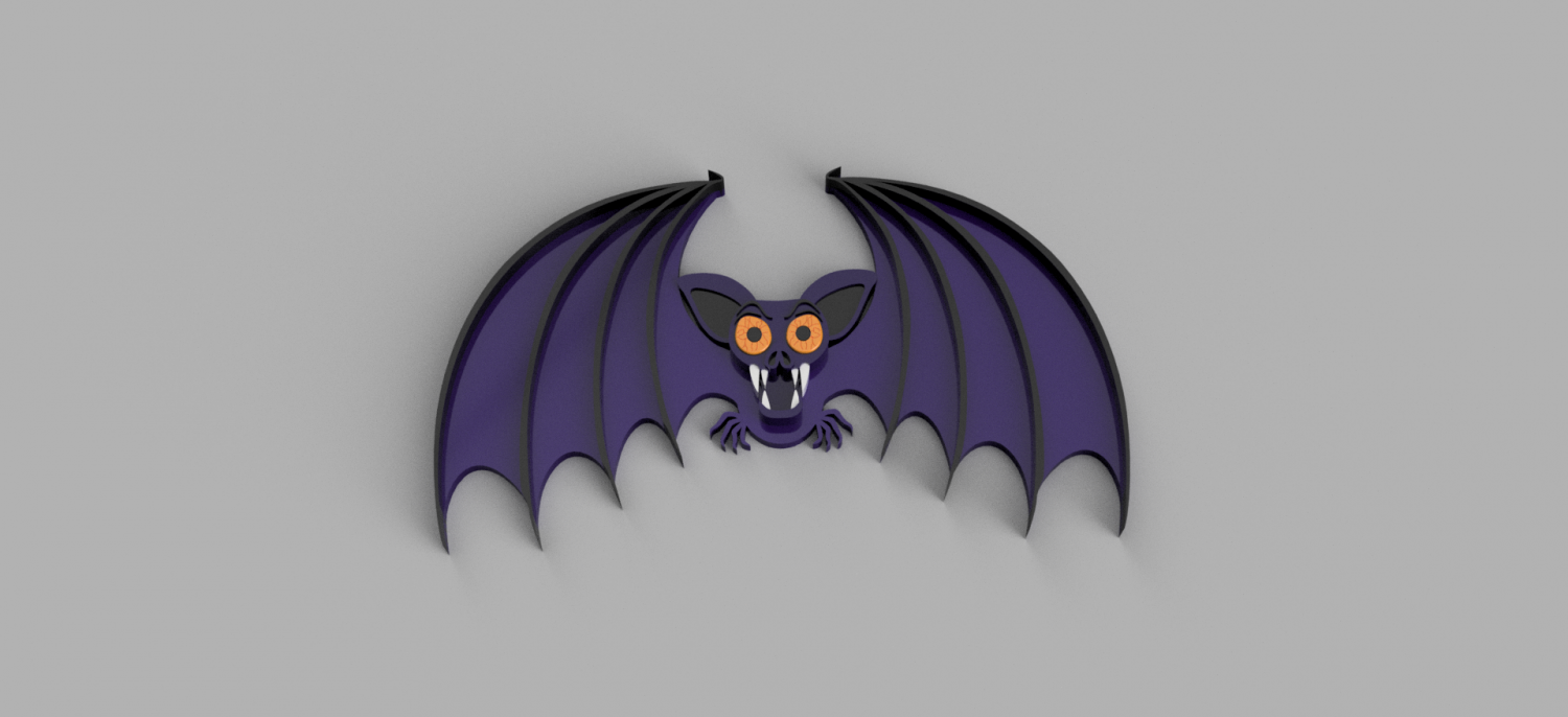 halloween bat 3d print model in monsters & creatures 3dexport cartoon cool toy plastic interior deco statue desk mouse fly wing wings night bird scary monster spooky creature 3D print model - Mito3D
