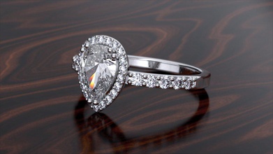 halo pear gold ring 3d print model brilliant diamond enga engagement gem gems jewellery jewelry printable rings 3d print model - Mito3D