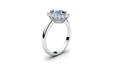 halo poire tanzanite bague 3d bleu brillant le diamant engagem de l'engagement gem les pierres précieuses or bijoux la imprimable l'anneau anneaux 3d print model - Mito3D