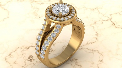 halo anello bella diamante oro 3d print model - Mito3D