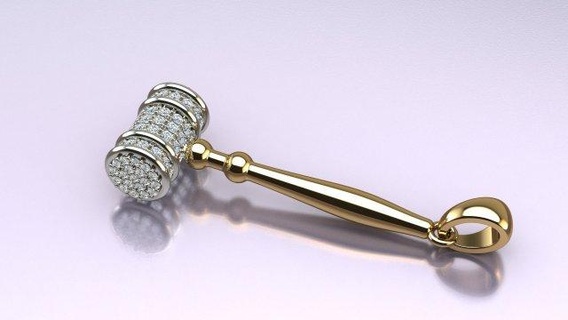 martello pendente ciondoli acciaio gioielleria oro diamante brillante fantasia modello 3d stampabile 3d print model - Mito3D