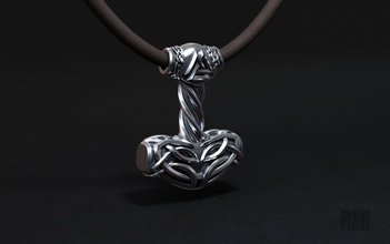 hammer pendant thor 3d print model in pendants 3dexport jewellery valknut printing god scandinavian runes pattern symbol sculpt design wax printable style 3d print model - Mito3D