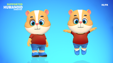 hamster guinea pig mouse animated rigged rat lab pet cartoon character baby cute game chibi lowpoly biped unity 3d 3d print model - Mito3D