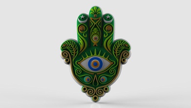 mão of fatima 3d impressão modelo in pingentes 3dexport miriam hamsa jóias jóia muçulmano handoffatima moda anel joalheria 3d print model - Mito3D