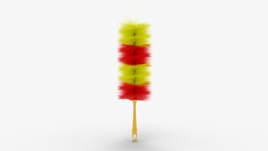 hand furniture duster plastic yellow wire red hair dust household cleaning color colored colorfull synthetic feather soft handle 3d print model - Mito3D