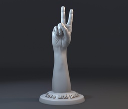 de la mano paz victoria gesto humanos personas dedo anatomía dos amor escultura estatua el campeón 3d print model - Mito3D
