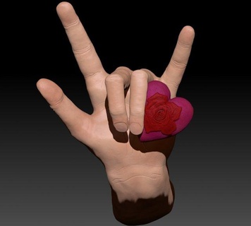 el diyor Aşk heykel Sanat insan dekor tasarım Kulp destek şekil vermek kalp kırmızı heykeller parmak anatomi ekstremiteler kol bilek 3d print model - Mito3D