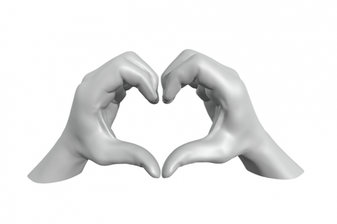 mani forma cuore piedistallo scultura mano amore amante design Casa base arte scolpire uomo donna umano anatomia corpo 3d print model - Mito3D