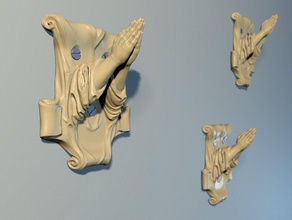 hanger prayer hand sculpture miniature house classic bathroom household kitchen vectary 3d print model - Mito3D