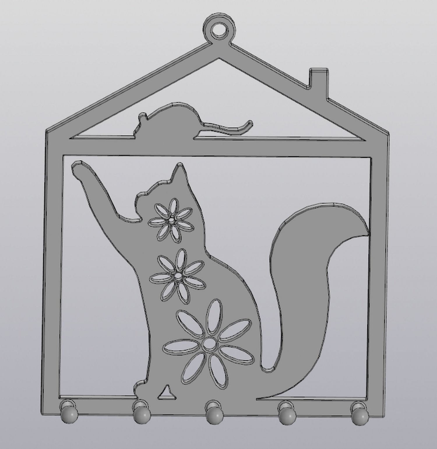 hanging key holder cat mouse decor wall 3D print model - Mito3D