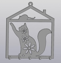 suspensão chave suporte gato rato decoração parede 3d print model - Mito3D