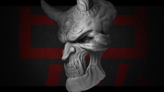 hannya oni Maske Monster Kreaturen Japan Schädel Kreatur Dekoration Gesicht Kunst unheimlich Hörner Dämon Teufel 3d print model - Mito3D