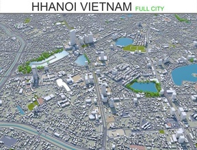 hanoi kent vietnam 30km 3d model in şehir manzaraları 3dexport bina harita alan kentsel sokak topografya yol blok gökdelen ev komşuluk ufuk çizgisi merkezi tramvay dış 3d print model - Mito3D