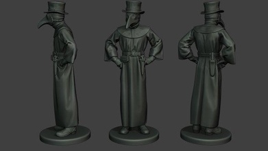 hans plague doctor pds002 man military sculpture steampunk xvvii 1600 medic europe syringe black bubonic physician infected walking copper 3d print model - Mito3D