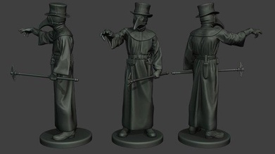 hans plague doctor pds003 man military sculpture steampunk xvvii 1600 medic europe syringe black bubonic physician infected walking copper 3d print model - Mito3D