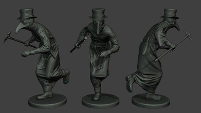 hans plague doctor pds004 man military sculpture steampunk xvvii 1600 medic europe syringe black bubonic physician infected walking copper 3d print model - Mito3D