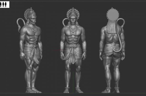 Hanuman adam Veri deposu Hintli Tanrı Ramayan Parvat bali yogi Laxmi Hindistan 3dmodel baş Hindu maymun aslan avatar heykel heykeller Hanumanji Kral 3d print model - Mito3D