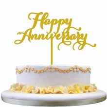 mutlu yıldönümü kek topper 3d yazdır model in işaretler logolar 3dexport düğün parti 3d print model - Mito3D