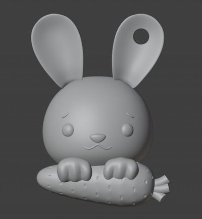 contento pasqua coniglietto portachiavi gratuito 3d stampa modello in arredamento 3dexport coniglio carota vacanza 3d print model - Mito3D