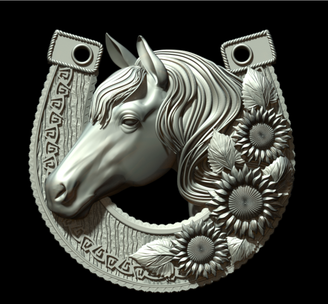 happy horseshoe printing 3d print model in figurines 3dexport horse animal happiness luck symbol sunflowers mane head pattern talisman amulet flowers decoration gift superstition ornament leaves protection nature 3D print model - Mito3D