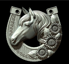 happy horseshoe printing 3d print model in figurines 3dexport horse animal happiness luck symbol sunflowers mane head pattern talisman amulet flowers decoration gift superstition ornament leaves protection nature 3d print model - Mito3D