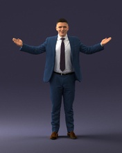 happy person 1016-1 3d print ready scan model polygon 3dprint human male realistic posed character people miniatures man woman child clothes fashion style stylishly 3d print model - Mito3D