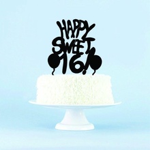 contento dulce 16 pastel sombrero copa cumpleaños partido 3d print model - Mito3D