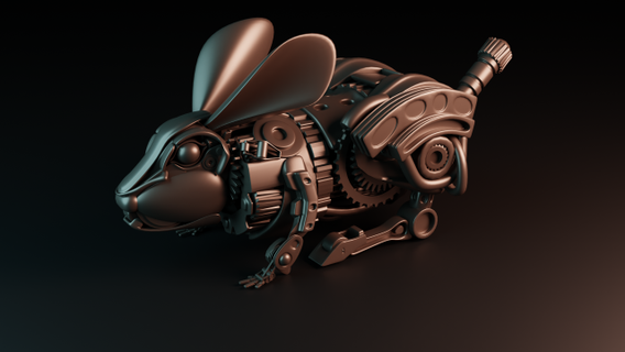 tavşan robot 3d Yazdır model hayvanlar metal detaylar 3d print model - Mito3D