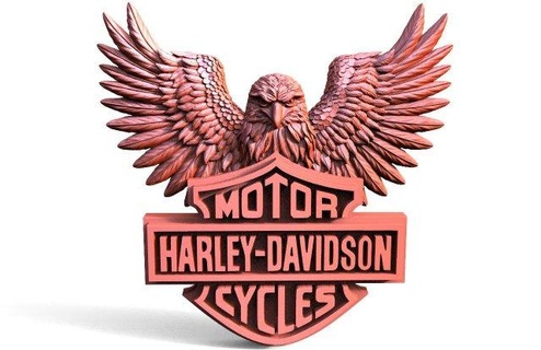 harley-davidson eagle cnc  signs logos harley cnc harley-davidson eagle relief logo art  3d print model - Mito3D