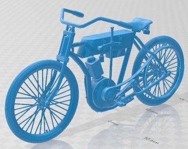 Harley Davidson 1908 imprimible moto automotor pasatiempo micro escala bicicleta motocicleta 3d print model - Mito3D