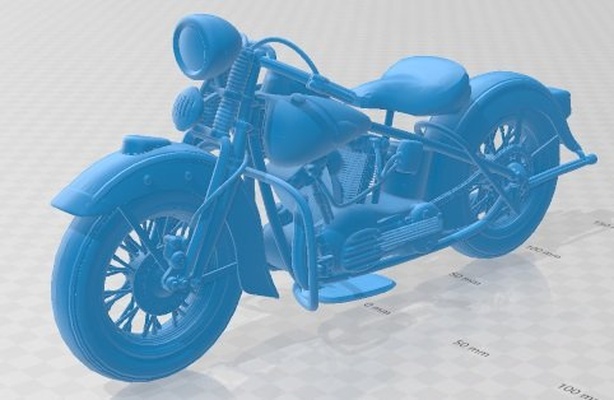 harley davidson f 1946 imprimible moto 3d impresión modelo in automotor 3dexport pasatiempo micro escala bicicleta motocicleta 3d print model - Mito3D