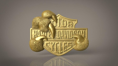 harley davidson logo 3d impresión modelo in escultura 3dexport cinturón hebilla animal estatua salvaje accesorios arte motocicleta amblem emblema firmar 3d print model - Mito3D