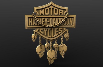 harley davidson skulls 3d print model in signs logos 3dexport bas-relief bas relief skull art fashion cnc router motorbike chain 3d print model - Mito3D